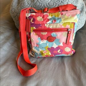 Coach Colorful Floral Crossbody Bag - Red and Multicolor